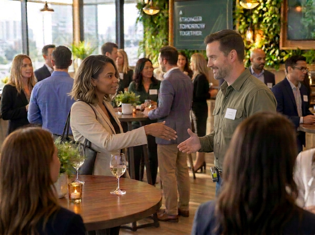 Referral Room members connecting at a meeting